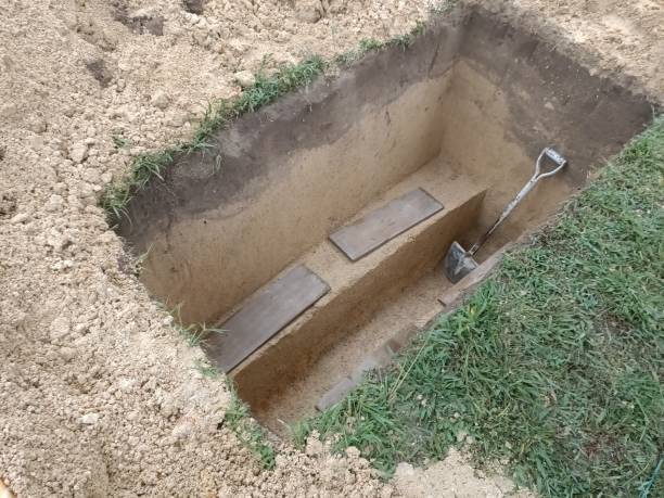 istock Muslim cemetary new  empty grave hole 1622093190