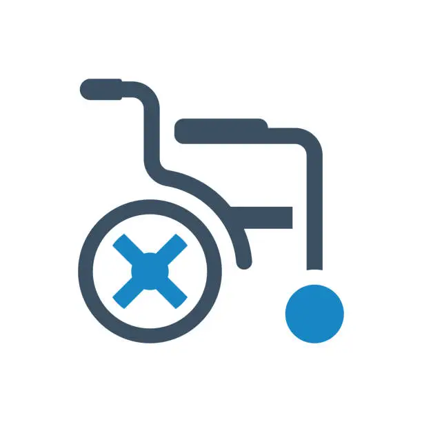 Vector illustration of wheelchair icon or Handicapped vector black icon