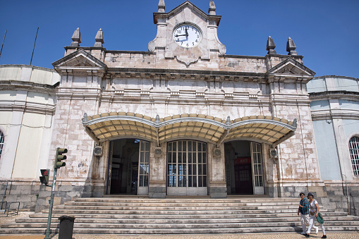 Exterior view of Railway Station, Coimbra, Portugal
