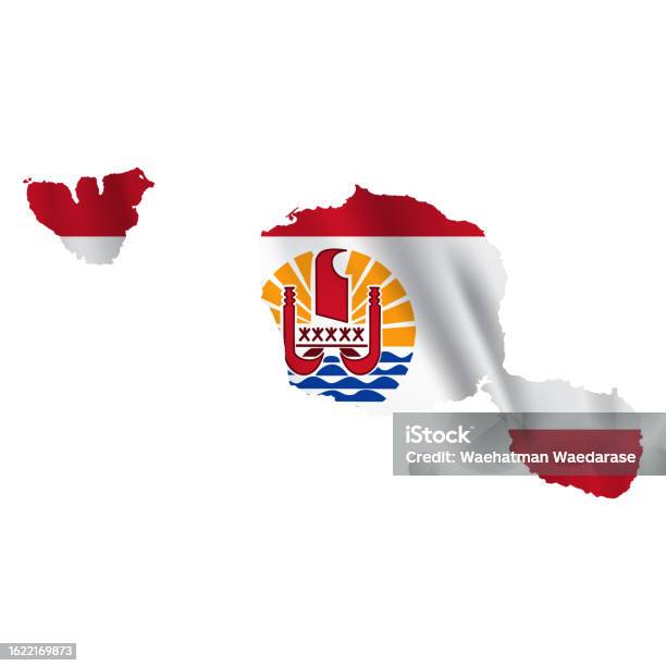 French Polynesia Map With Waving Flag Isolated On White Background french-polynesia-map-with-waving-flag-isolated-on-white-background