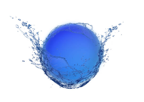 3d illustration of abstract blue air bubbles and blue water splash in natural environment concept