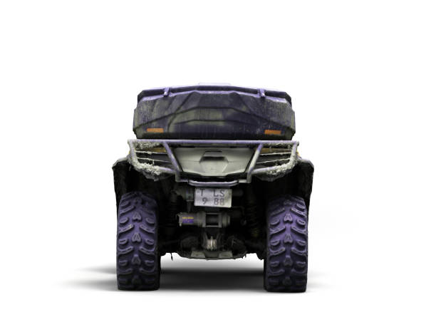 istock Four quad yellow bike left side view 3d render on white 1622233410