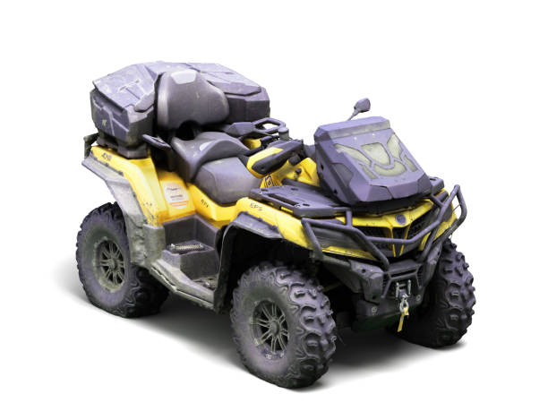 istock Four quad yellow bike perspective view 3d render on white 1622233423