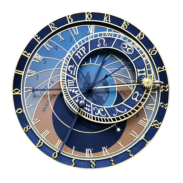 Prague Astronomical Clock Astronomical Clock XXL size. Prague, Czech Republic. Isolated on white background with clipping path fortune telling machine stock pictures, royalty-free photos & images