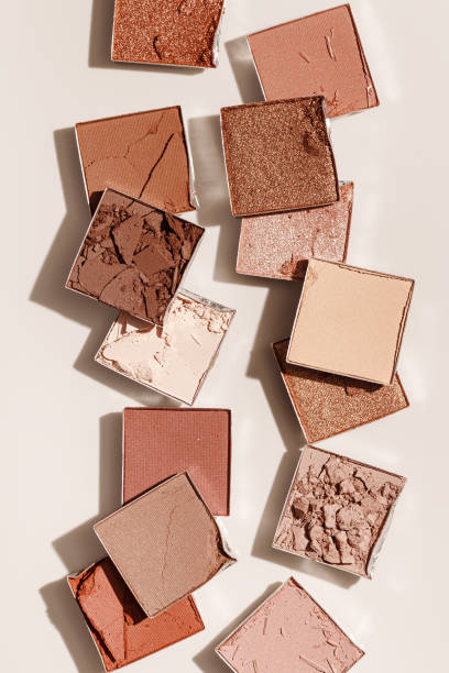 istock Beauty product neutral color eyeshadows for makeup, beige monochrome pattern on light background, flat lay with nude colors swatches eyeshade, cosmetic texture, beige color palette, top view pattern 1622329612