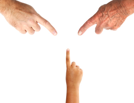 Three Generations of Hands with Pointing Finger.