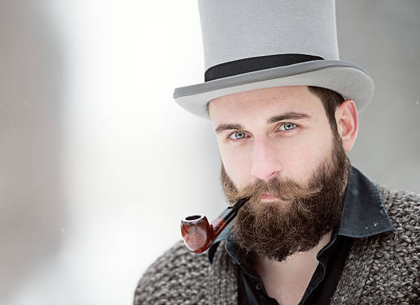 istock Man with Stovepipe Tophat and Pipe 162235320