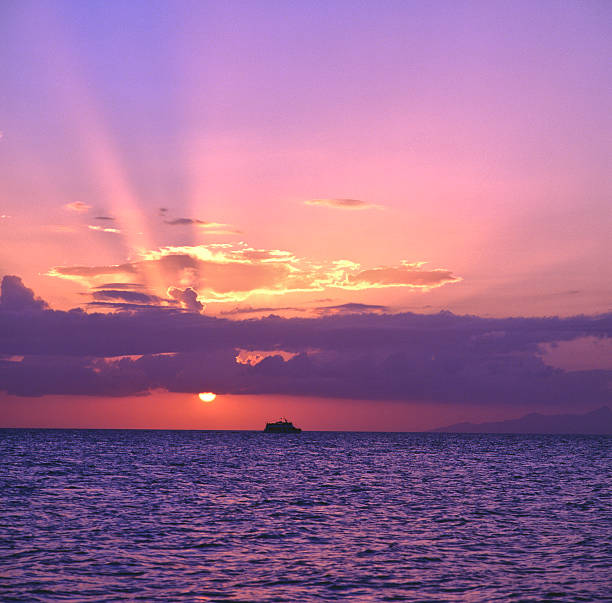 Sunset in caribbean sea.