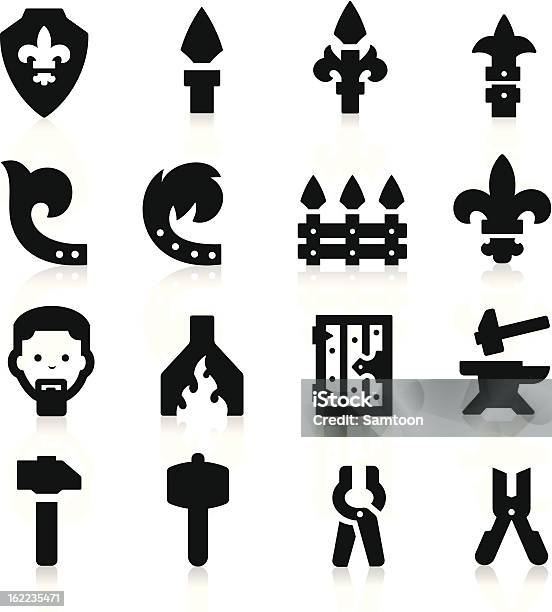 Iron Works Icons Stock Illustration - Download Image Now - Blacksmith Shop, Bending, Steel