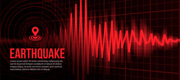 istock Earthquake Concept - Red light line Frequency seismograph waves cracked and Circle Vibration on perspective grid background Vector illustration design 1622359307