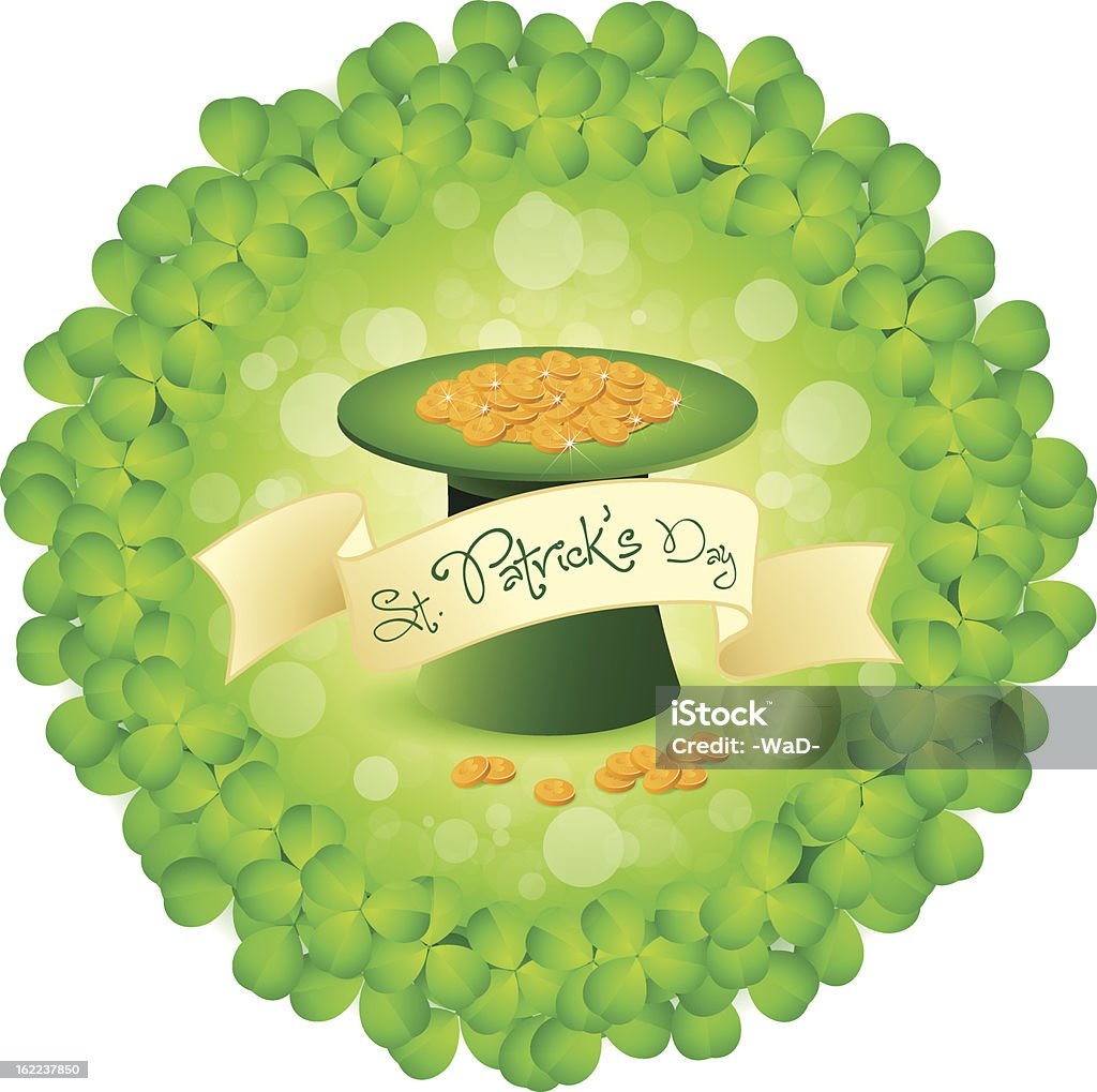 St Patricks Day Leprechaun chapéu com moedas de ouro - Vetor de Chapéu royalty-free