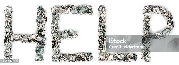 Help Crimped 100 Bills Stock Photo - Download Image Now - Alphabet, American One Hundred Dollar Bill, Assistance