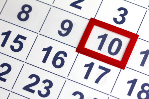 In a calendar or diary, a Saturday is circled for emphasis and marked \