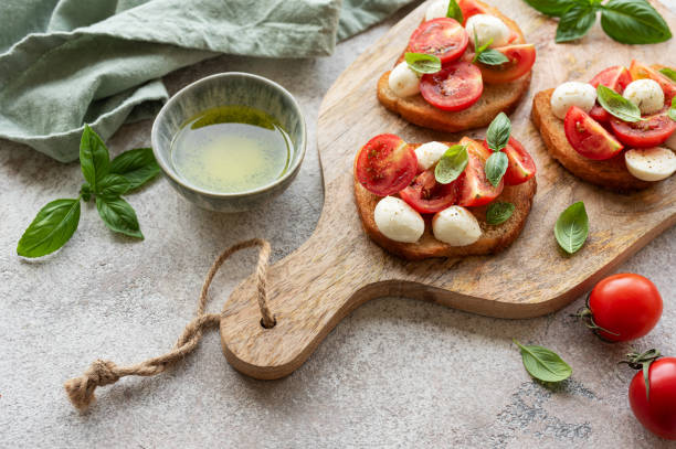 istock Bruschetta with tomato, basil and mozzarella cheese 1622395250