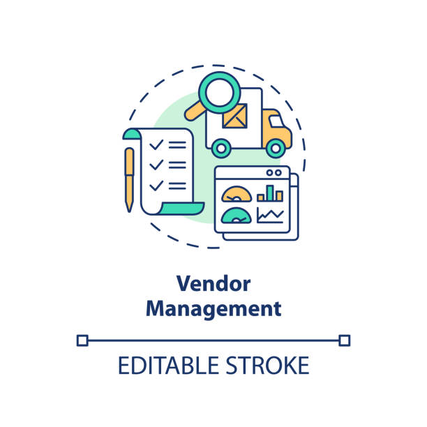 2D customizable vendor management thin linear icon concept 2D editable vendor management thin line icon concept, isolated vector, multicolor illustration. supplier relationship management stock illustrations