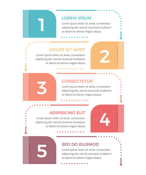 infografik-vorlage - 5 elemente - stufen stock-grafiken, -clipart, -cartoons und -symbole