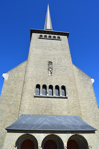 Front view of Belfry Tower, Bruges, Belgium