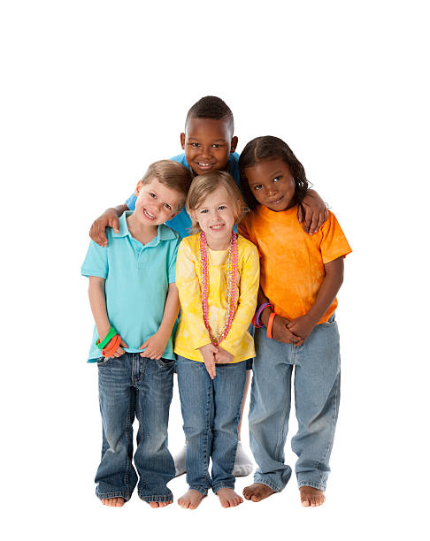 istock Diverse Group Children Together Twins Black Caucasian Full Length 162242103