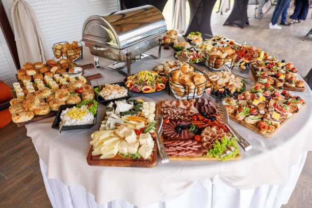 istock Catering buffet food in hotel restaurant without people 1622430155