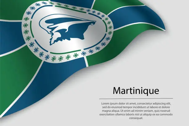 Vector illustration of Wave flag of Martinique is a region of France. Banner or ribbon