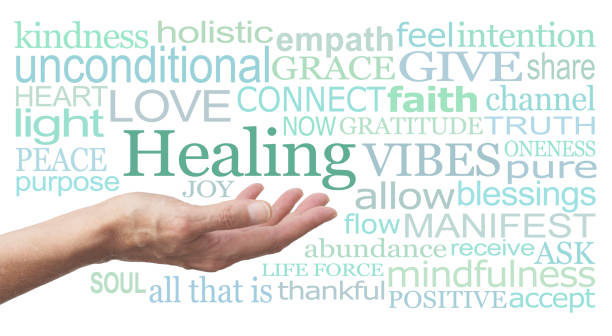istock Green Healing Vibes Word Wall Art isolated on white background 1622445489