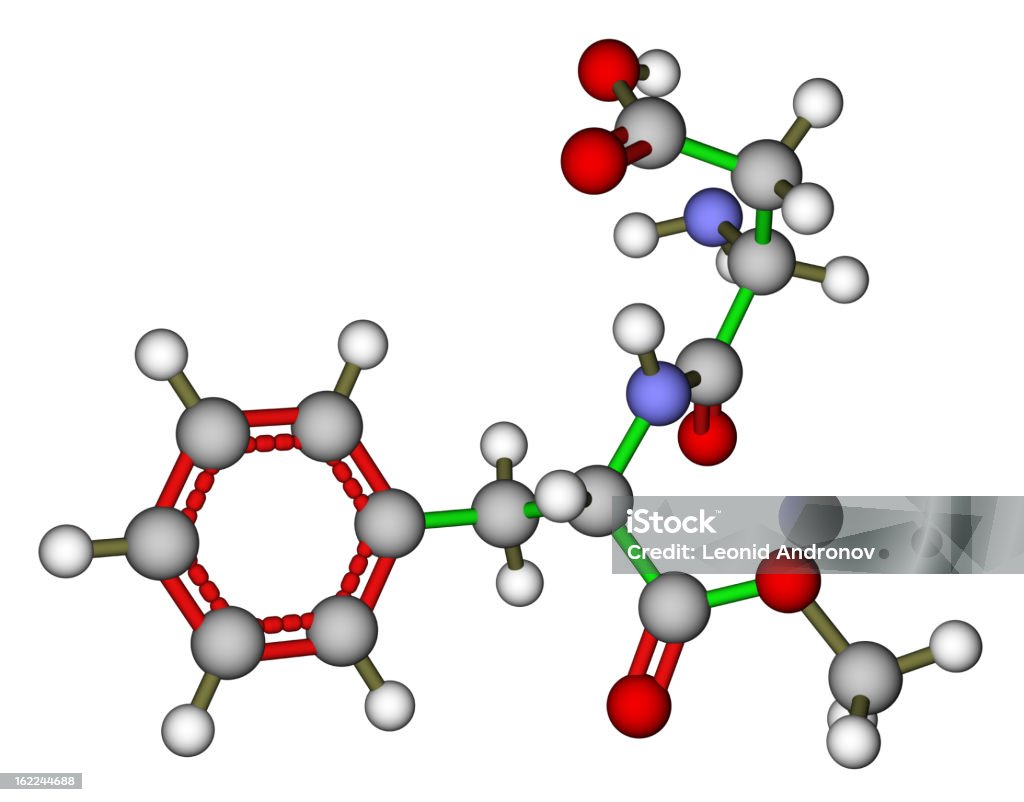 Dolcificante aspartame modello molecolare - Foto stock royalty-free di Aspartame