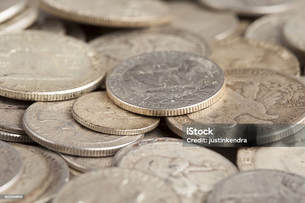 Silber-Münzen - Lizenzfrei 25-Cent-Stück Stock-Foto