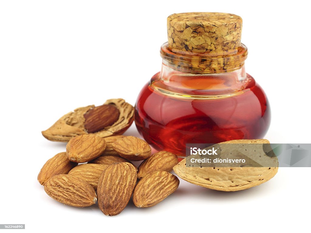 Almonds oil Almonds oil with kernel Almond Stock Photo