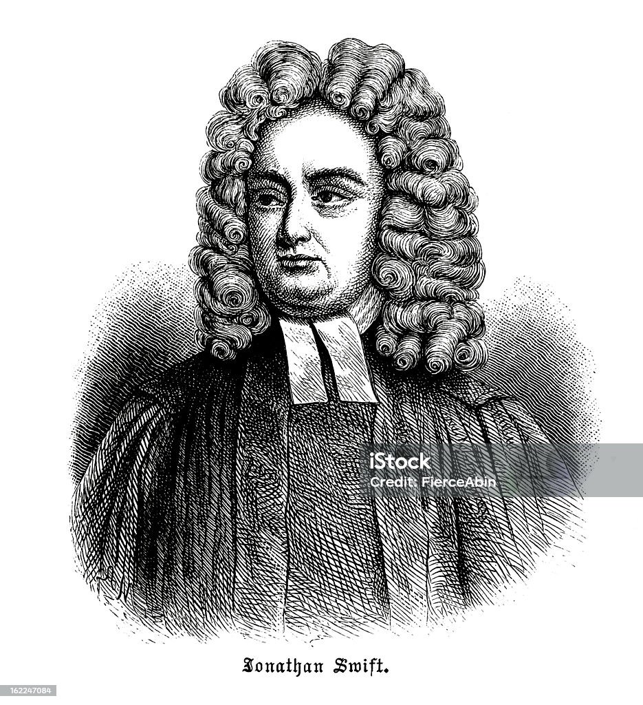 Jonathan Swift-antyczne grawerowane Portret - Zbiór ilustracji royalty-free (Białe tło)