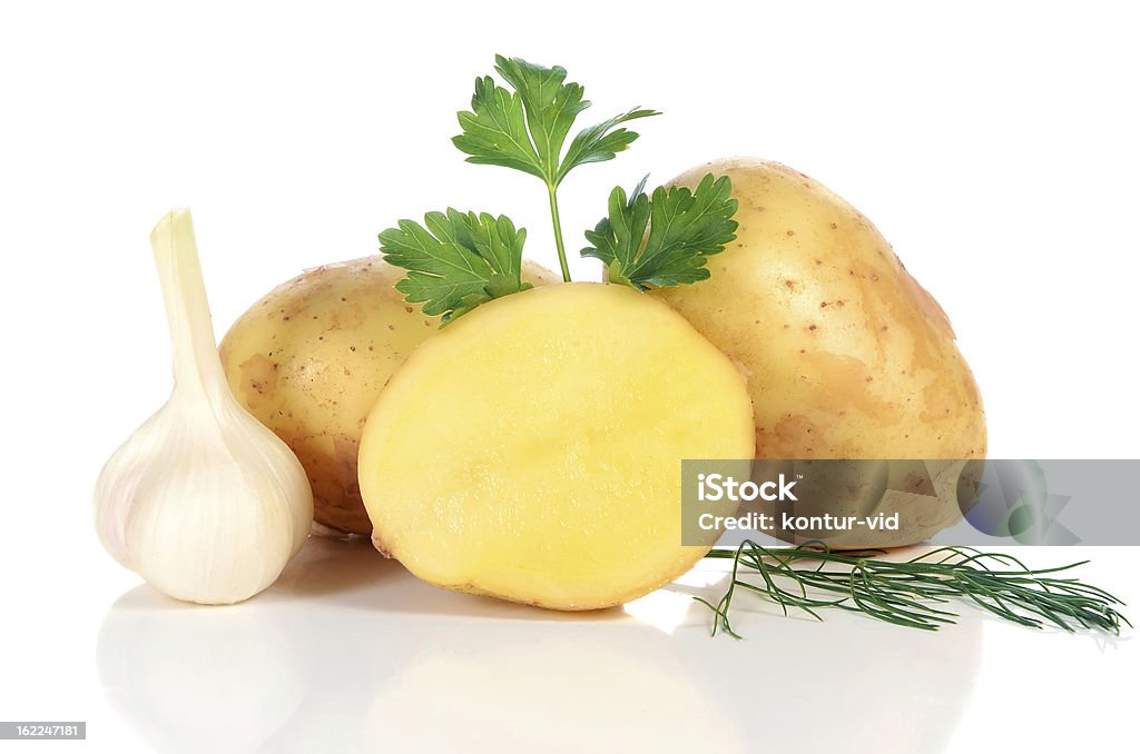 Crua batatas frescas - Royalty-free Alho Foto de stock