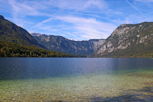 Morning on the Bohinj lake in Triglav national park Slovenia, Alps, Europe