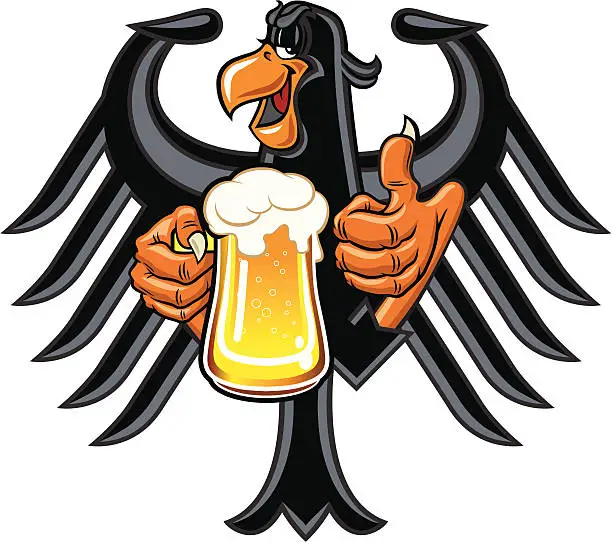 Vector illustration of Eagle with beer