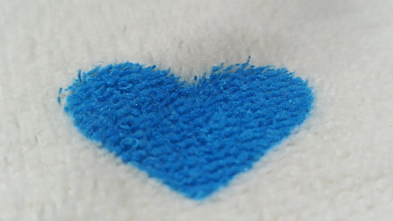 blue love on fabric
