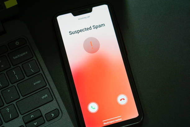 Suspected spam call was detected on a smartphone. Suspected spam call was detected on a smartphone. phone spam stock pictures, royalty-free photos & images