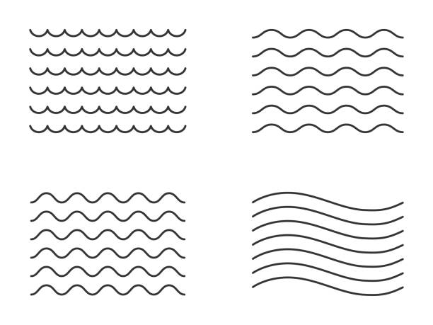 illustrations, cliparts, dessins animés et icônes de vagues d’eau. lignes ondulées en zigzag. lignes et vagues rayées en zigzag, art au trait ondulé. motif de lignes ondulées courbes noires. illustration de stock vectoriel. - dentelé