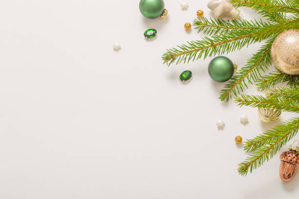 istock golden and green  christmas decorations  on white  background 1622528762