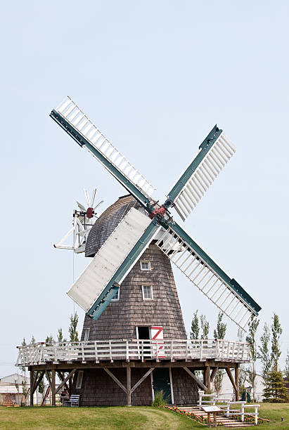an old grist windmill in steinbach, manitoba, canada.