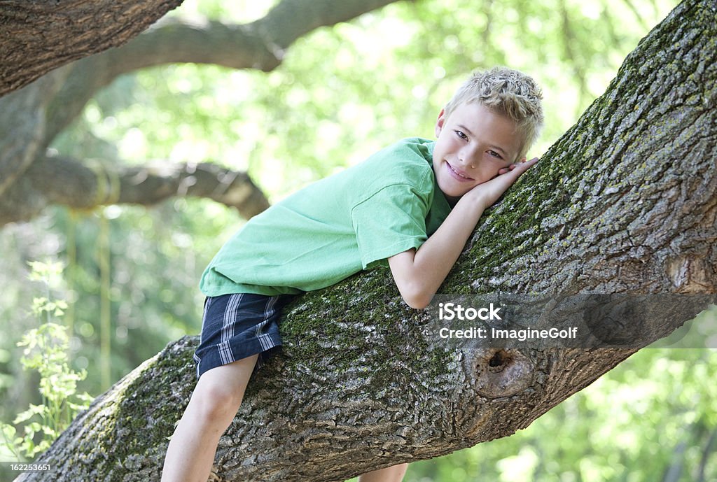Jovem rapaz abraçar uma árvore - Royalty-free Abraçar Foto de stock