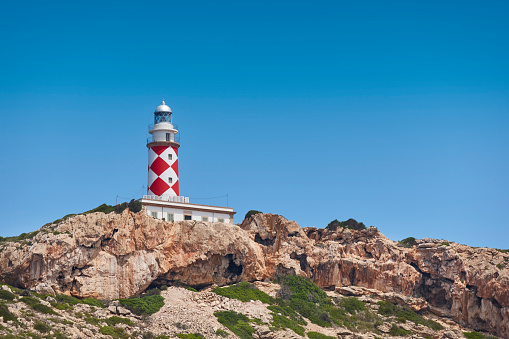 A lighthouse on a small island at Olbia, Italy.