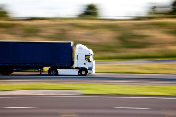 istock Lorry travelling at speed on English motorway 162254912