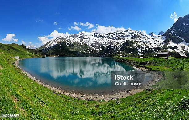 Mountain Lake Panorama Switzerland Stock Photo - Download Image Now - Engelberg, Mountain, Panoramic