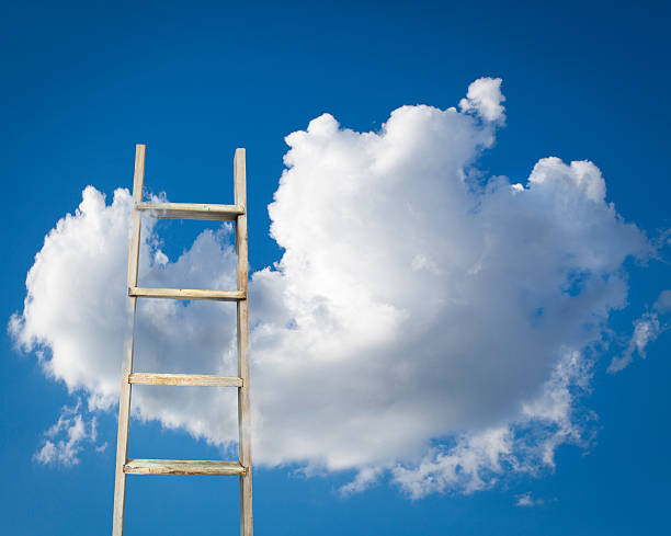istock Wooden Ladder Leaning Against Cloud 162255655