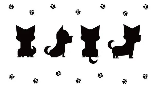 Vector illustration of Chihuahua silhouette 4 pose set