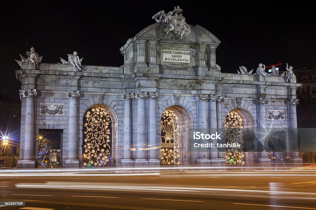 Alcala Gate Madrid mit Verkehr blurr - Lizenzfrei Architektur Stock-Foto