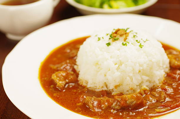 Curry e arroz - foto de acervo