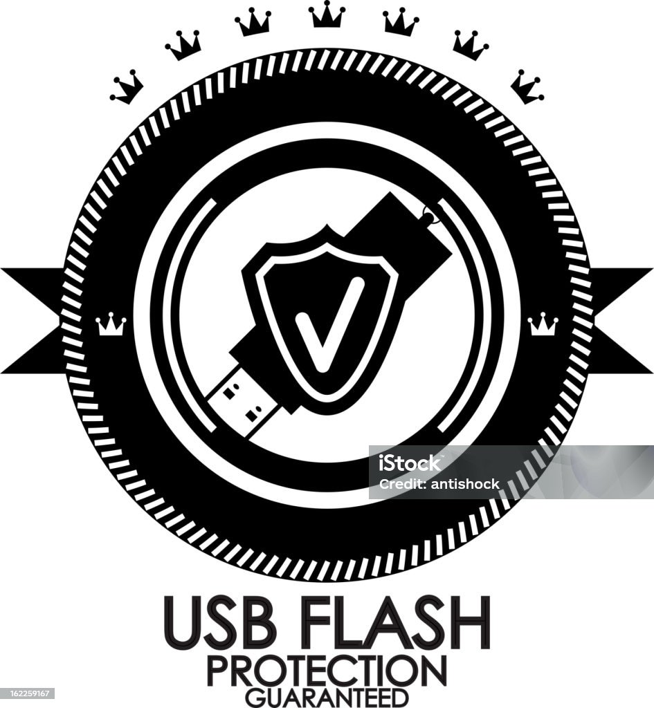 Vector Etiqueta de protección de memoria usb - arte vectorial de Acero libre de derechos