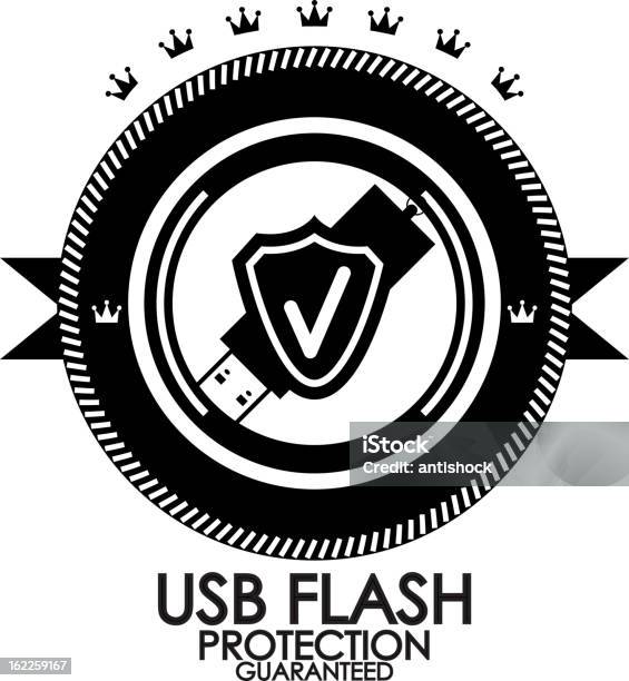 Ilustración de Vector Etiqueta De Protección De Memoria Usb y más Vectores Libres de Derechos de Acero - Acero, Anticuado, Cable USB