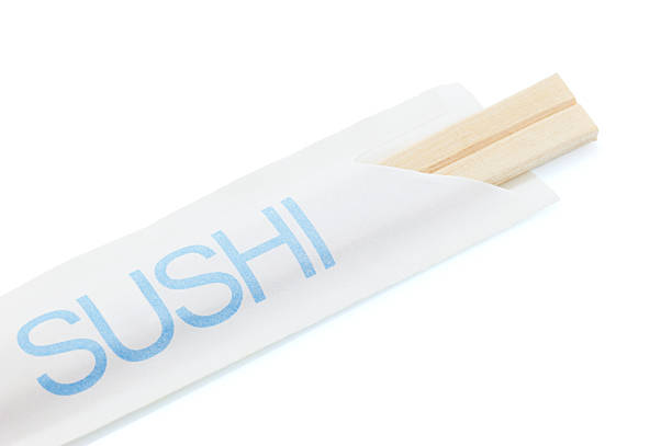 Part of chopsticks wrappers and sticks inside stock photo