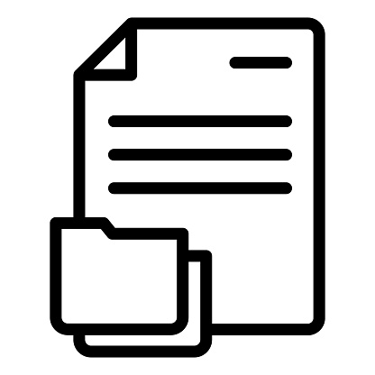 Document with folder line icon. Papers in folder vector illustration isolated on white. Lists outline style designed for and app. Eps 10