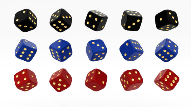 istock Black, Blue And Red Dices With Golden Dots 1622598908